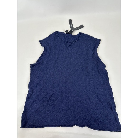 DKNY Sleeveless Metallic Crinkle Shirt Men's Size L Blue Vintage NWT Muscle